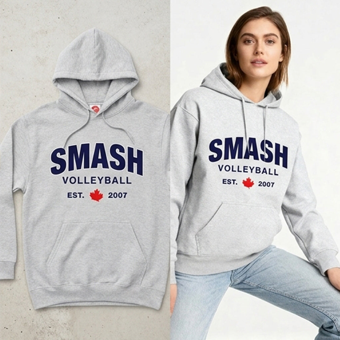 Smash Volleyball 2026 Fully Embroidered Hoodie Grey