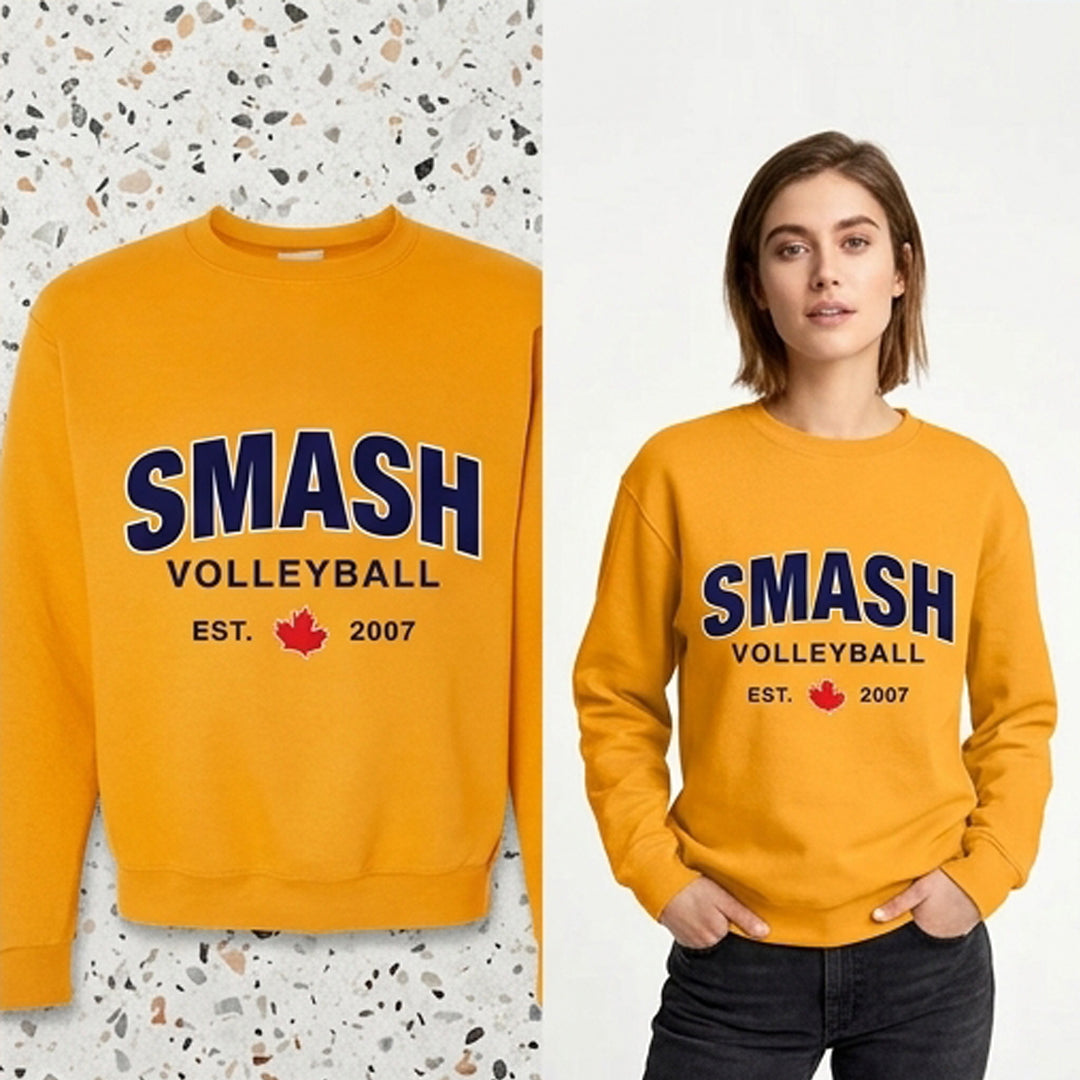 Smash Volleyball 2026 Fully Embroidered Crew Sweater Gold