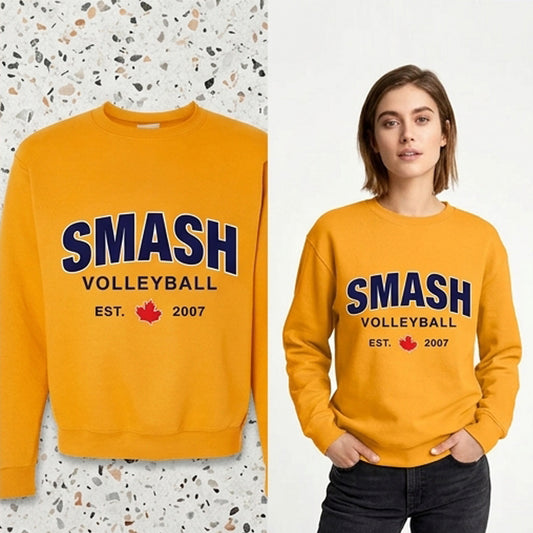 Smash Volleyball 2026 Fully Embroidered Crew Sweater Gold