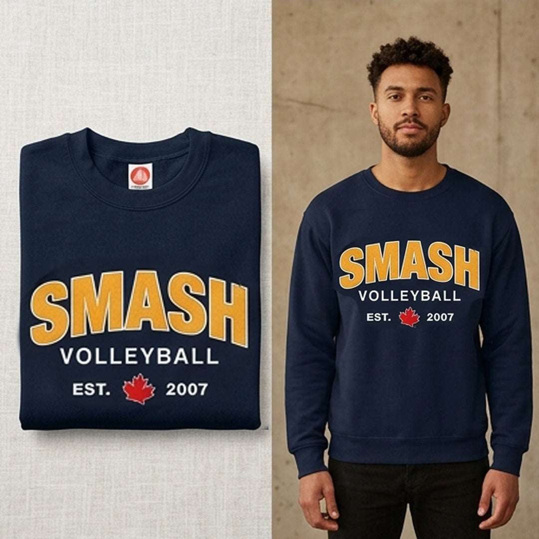 Smash Volleyball 2026 Fully Embroidered Crew Sweater Navy