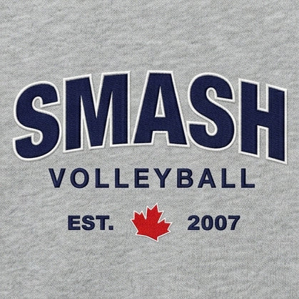 Smash Volleyball 2026 Fully Embroidered Hoodie Grey